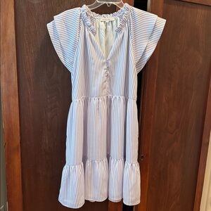 Joy Joy Blue and White Striped Dress
